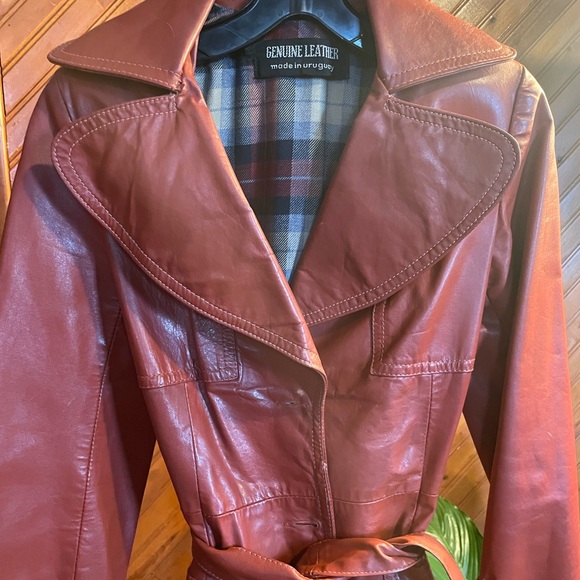 Vintage Leather Trench Coat - Picture 3 of 13